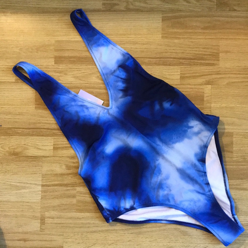 Missguided Blue Tie-Dye One Piece